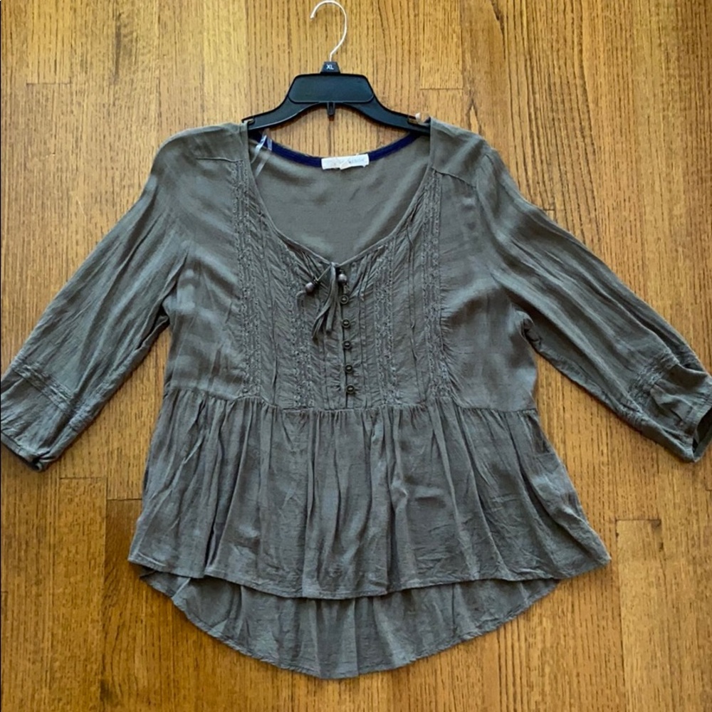 Khaki Patterned Blouse